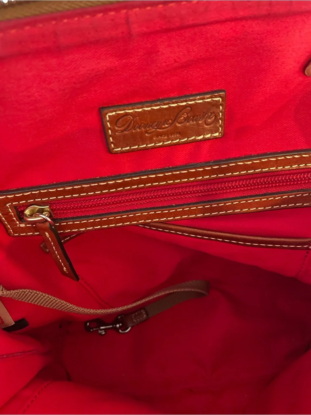 Dooney & Bourke Black with Brown Trim Leather Backpack